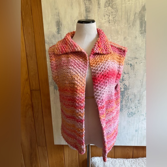 Handmade Sweaters - Handmade Multicolor Sweater Vest. Sunset Pastel Colors. Crochet. Sz. Large?